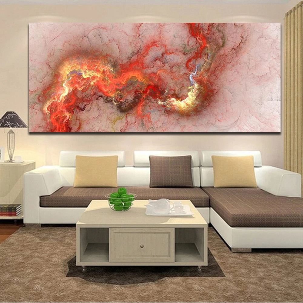 Золотая белая Настенная картина маслом цветное облако абстрактная для гостиной