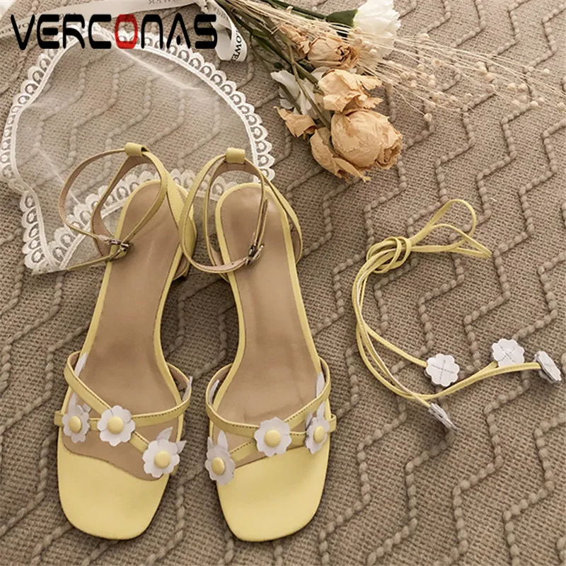 Женские босоножки на квадратном каблуке VERCONAS черные туфли лодочки из