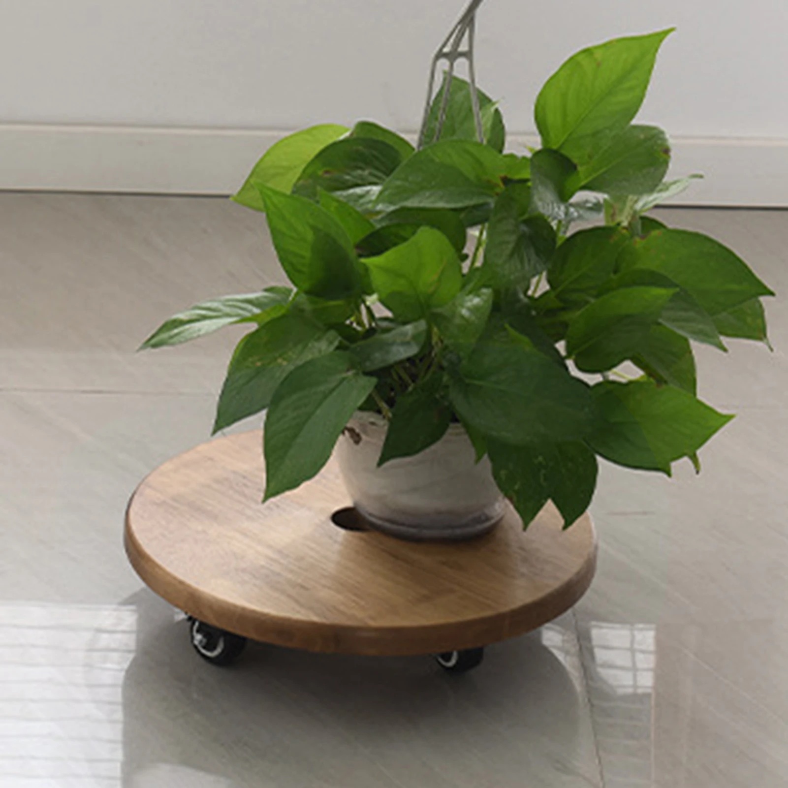 

Removable Tray Universal Flower Pot Wheels Round Wooden Tray Lockable Patio Flower Pot Roller Round Plant Wooden Drain Stand