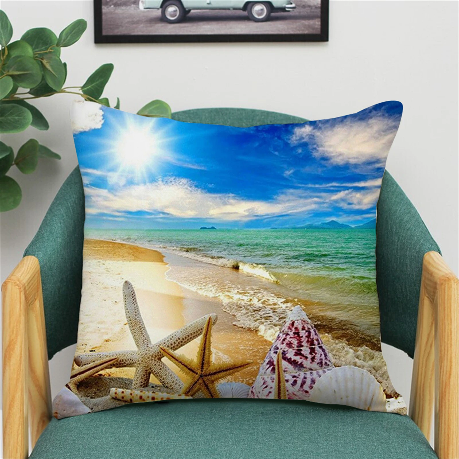 

Ocean Style Printed Shells Starfish Pillow Covers Decorative Throw Pillows For Living Room Bed Sofa Chair Cushion Cover Cojines