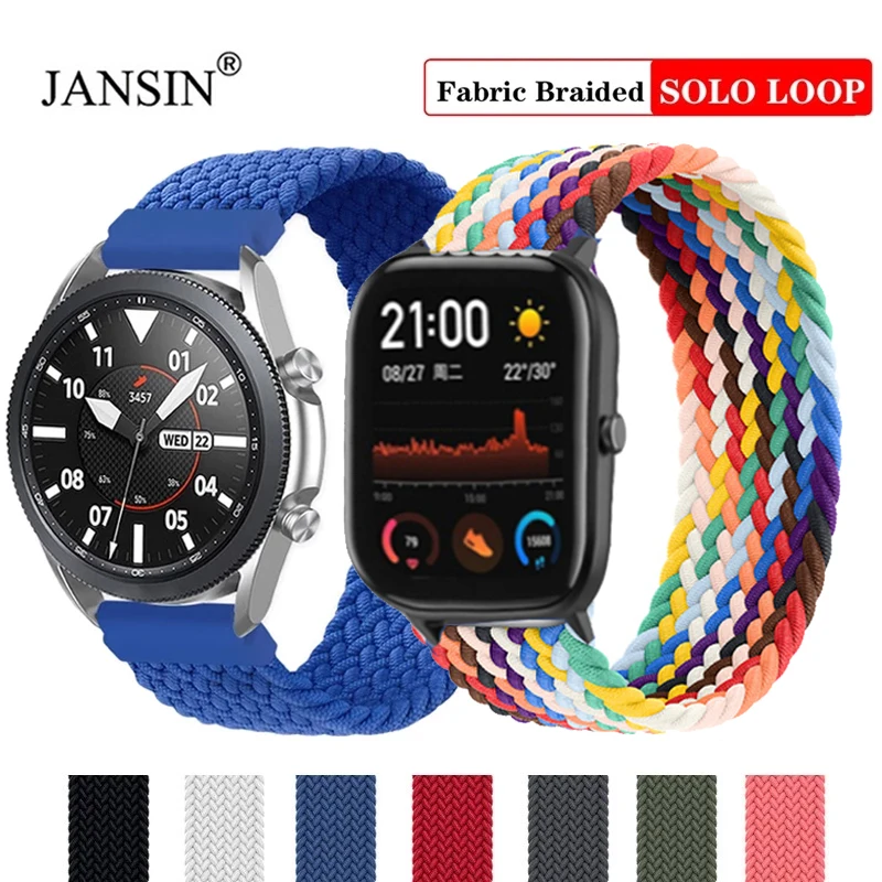 

20mm 22mm Braided Solo Loop Band For Samsung Galaxy Watch 3 46mm 42mm Active 2 Gear S3 S2 Bracelet Huawei Watch GT gt2e gts gtr