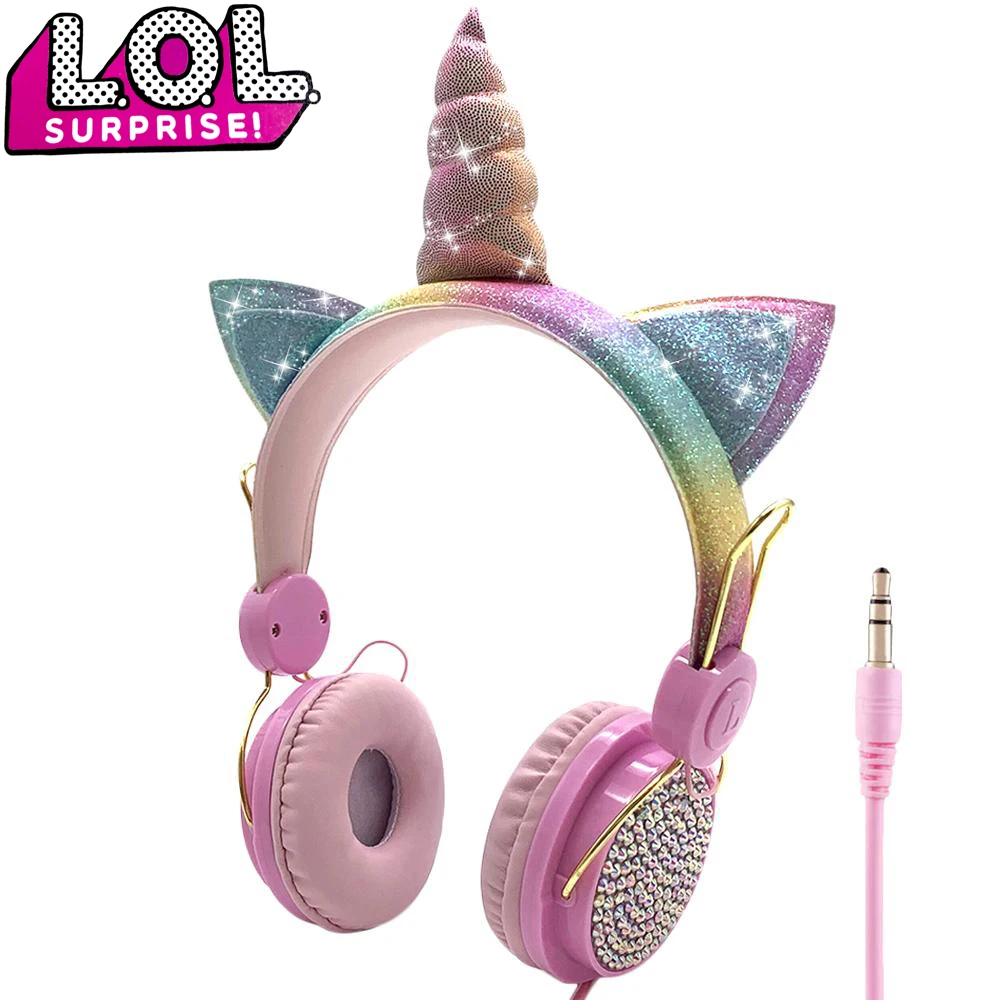 

Проводные наушники с микрофоном LOL dolls surprise, милая гарнитура с единорогом, музыкальные стереонаушники для компьютера, мобильный телефон, под...