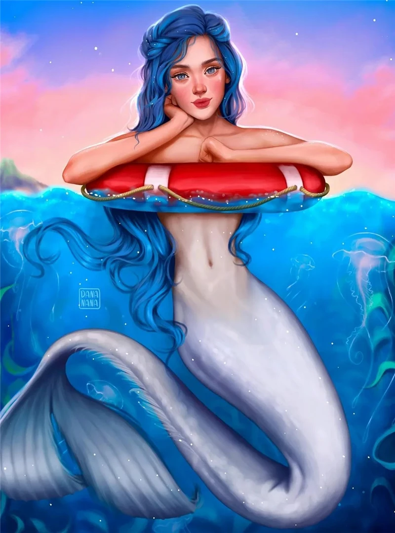 

Diy Diamond Painting Anime Figure Painting Water Snake Waist Mermaid Living Room Bedroom Wall Cross Stitc Mosaic Home Decoration