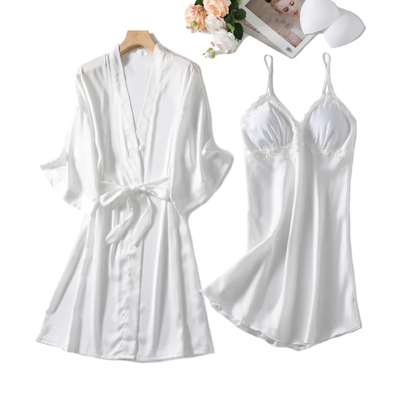 Комплект короткого халата-кимоно из 2 предметов Повседневная Ночная одежда