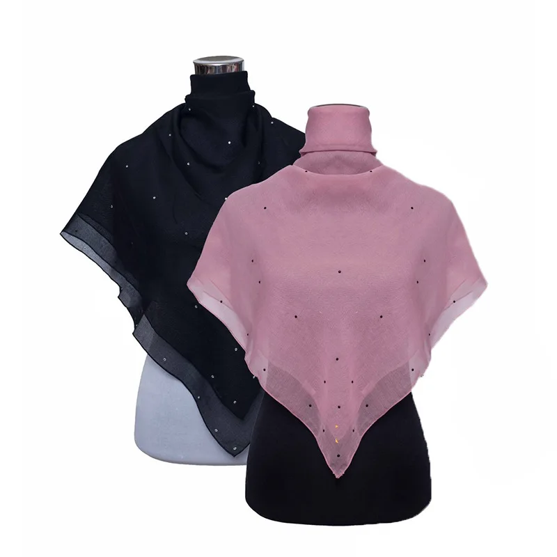 Мусульманский хиджаб с блестками 110*110 см шарф Малайзия головной платок женские