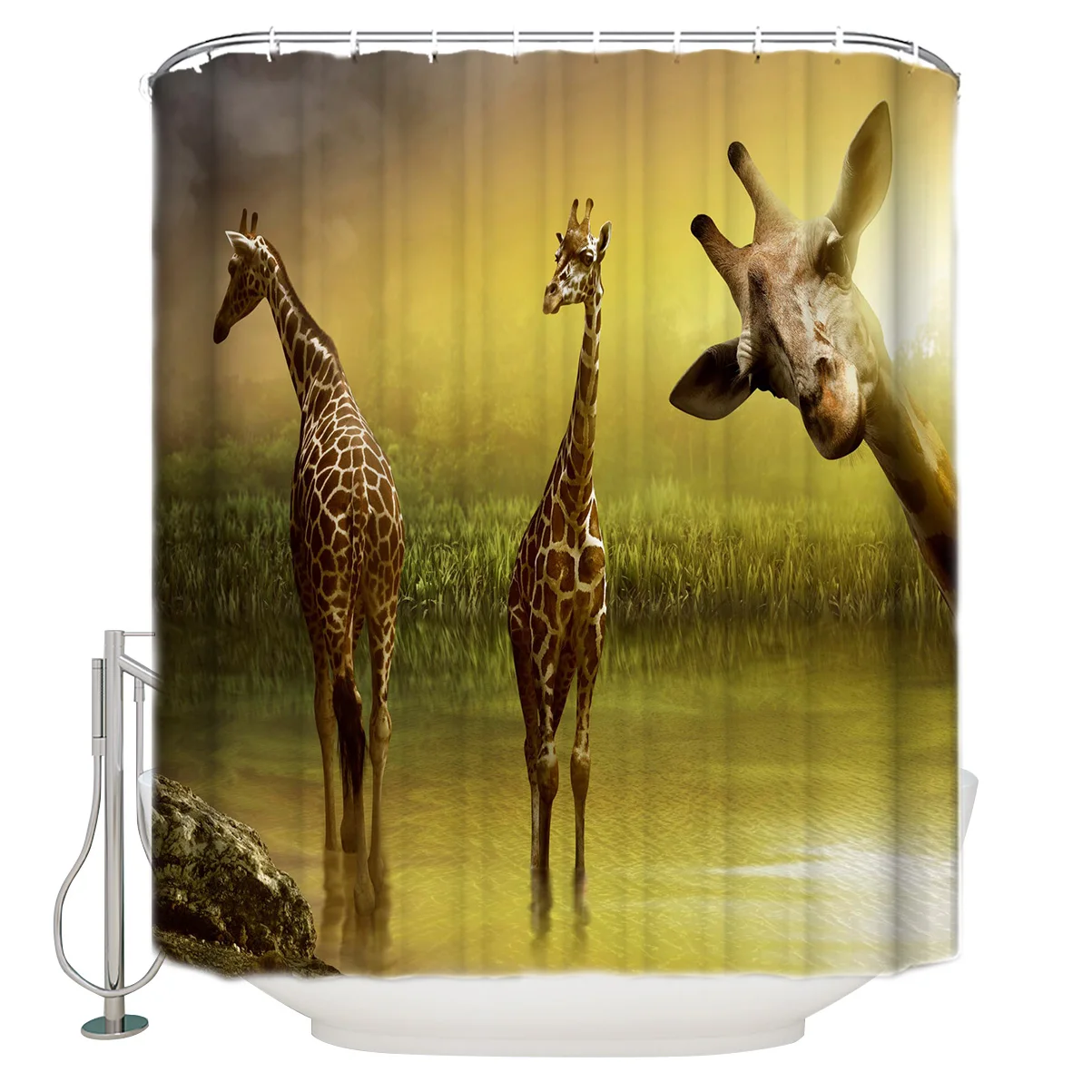Водонепроницаемая занавеска для душа с жирафом леса|Шторы душа| |