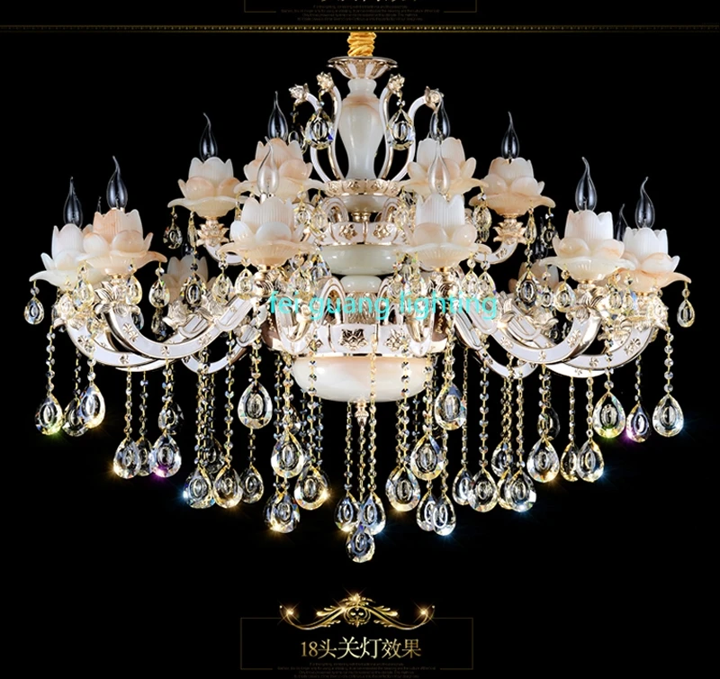 

french luxury crystal chandelier living room bedroom Home Lighting luxury imitation jade lamp for bedrooms chandelier suspension