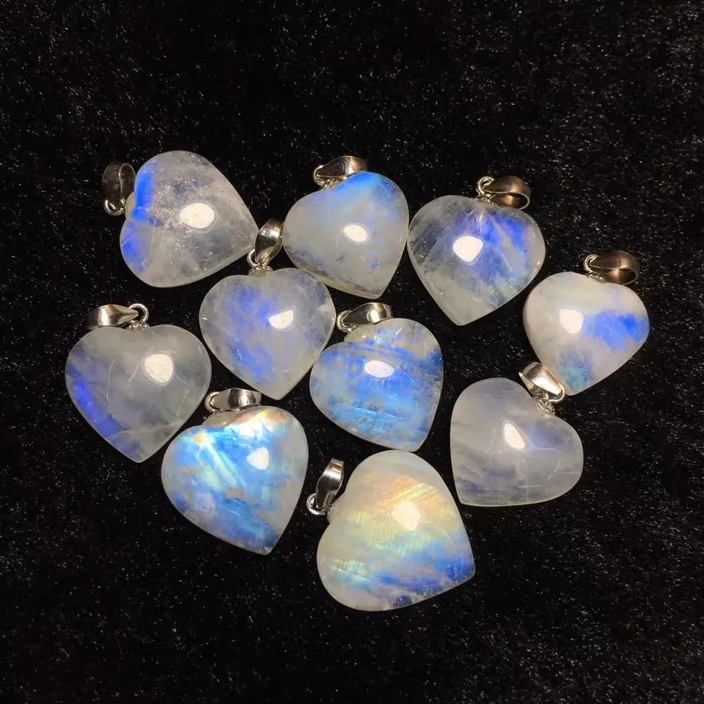 Топ естественный синий свет лунный камень сердце любовь бисера ожерелье один