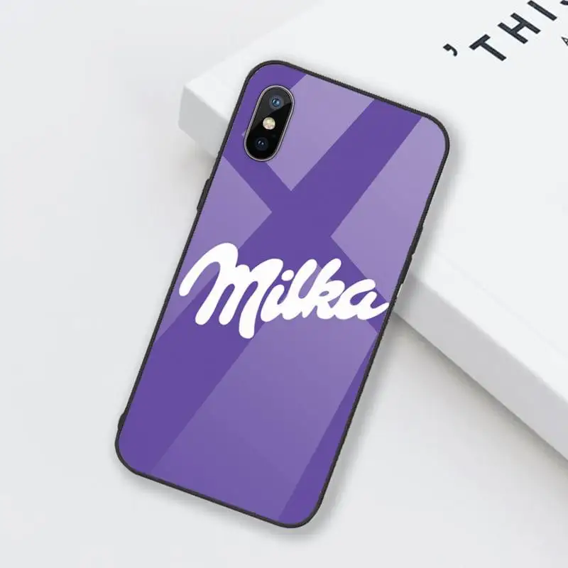 

Chocolate Milka Box Phone Case Tempered glass For iphone 6 6S 7 8 plus X XS XR 11 12 mini PRO MAX