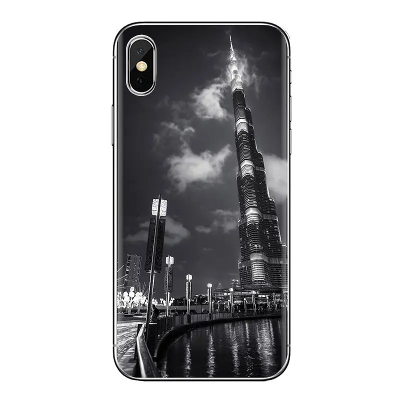 For Samsung Galaxy S3 S4 S5 Mini S6 S7 Edge S8 S9 S10 Plus Note 3 4 5 8 9 Burj Khalifa Tower building Dubai Transparent TPU Case |