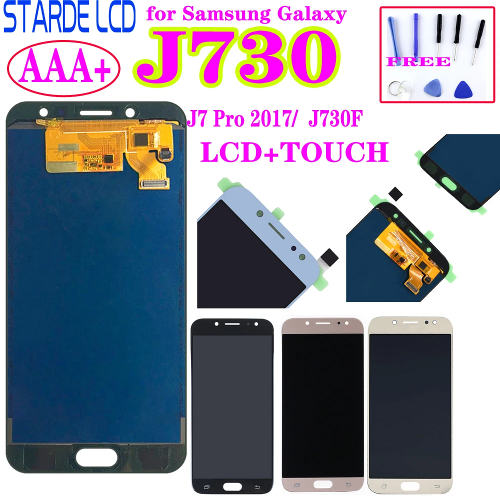 Протестирован для samsung Galaxy J7 Pro J730 J730F ЖК-дисплей и кодирующий преобразователь сенсорного экрана в сборе черный золотой J7 J730 lcd