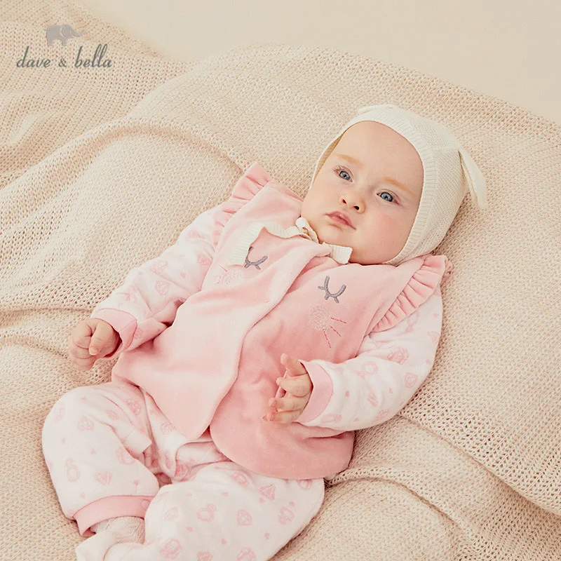 

DBH14456 dave bella autumn kids unisex cartoon print ruched coat children fashion sleeveless vest