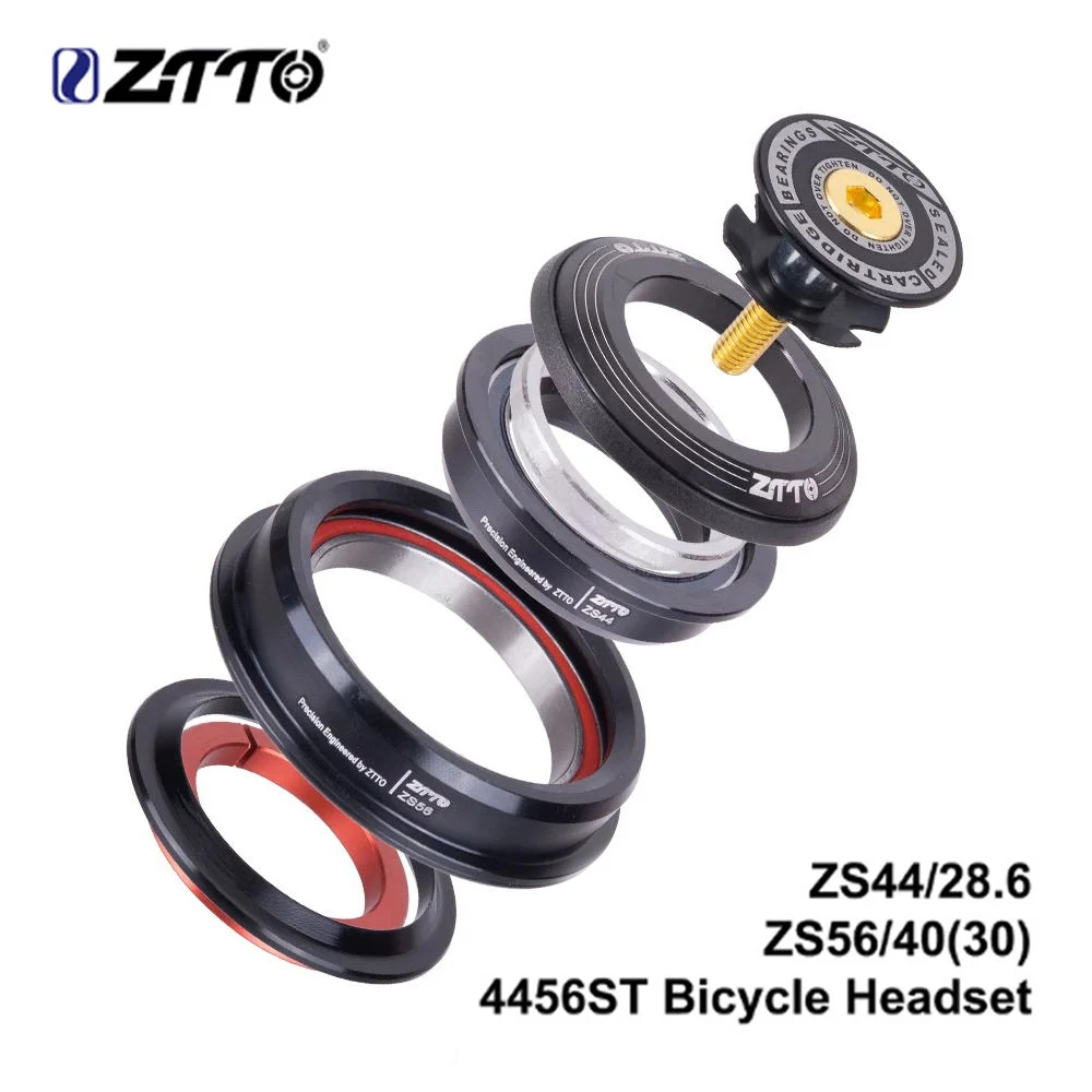 ZTTO MTB Bike Steering Column Internal Headset 44mm 56mm Tapered Tube fork Straight 45 Degree ZS44 ZS56 Bike Threadless Headset