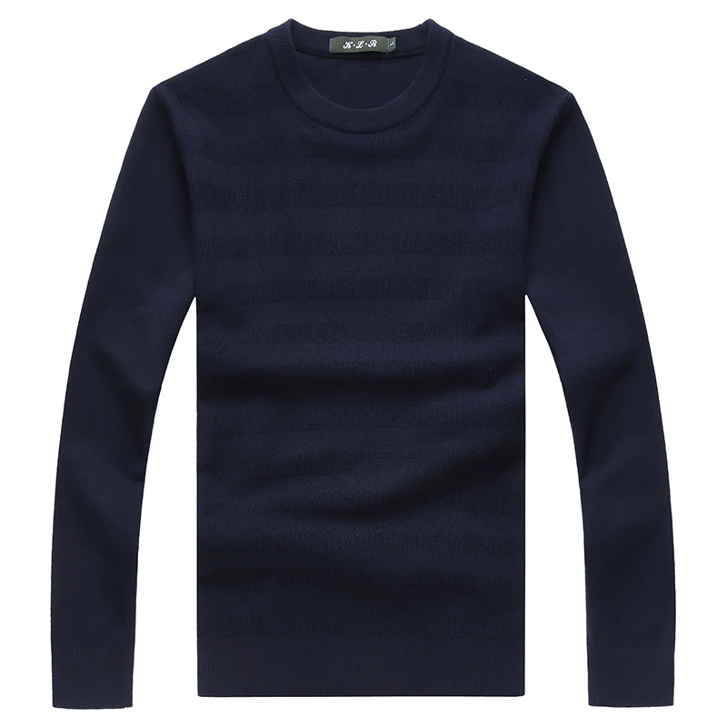 Мужской свитер в полоску MOGU теплый хлопковый с круглым вырезом 4 цвета