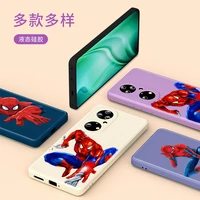 marvel hero cute spiderman for huawei p50 p40 p30 p20 5g lite p smart z pro plus 2021 2019 liquid silicone soft phone case