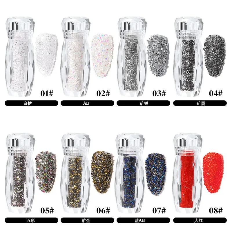 

15g/1box Fashion Beautiful Nail Art Transparent Beads Sticky Rhinestone Nails White Crystal Rhinestone Trim Nail Art Accessories