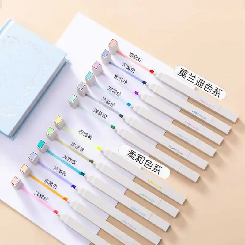 

6 pcs/ste Double Tip Highlighter Pens Candy Color Kawaii Manga Markers Midliner Pastel Gel Set Stationery Journal Supplies Gift