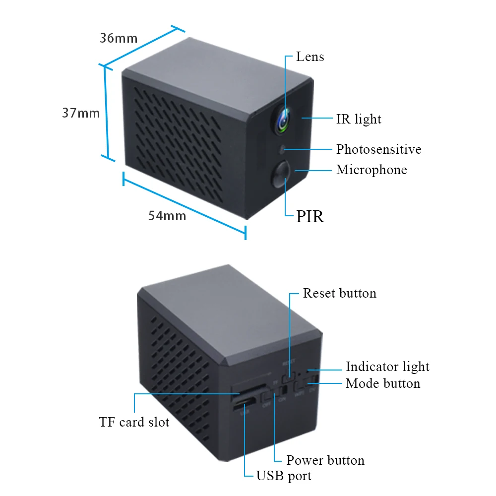 

JOZUZE 1080P Wifi Mini Camera Home Security P2P Camera WiFi Night Vision Wireless Surveillance Camera Remote Monitor Phone App