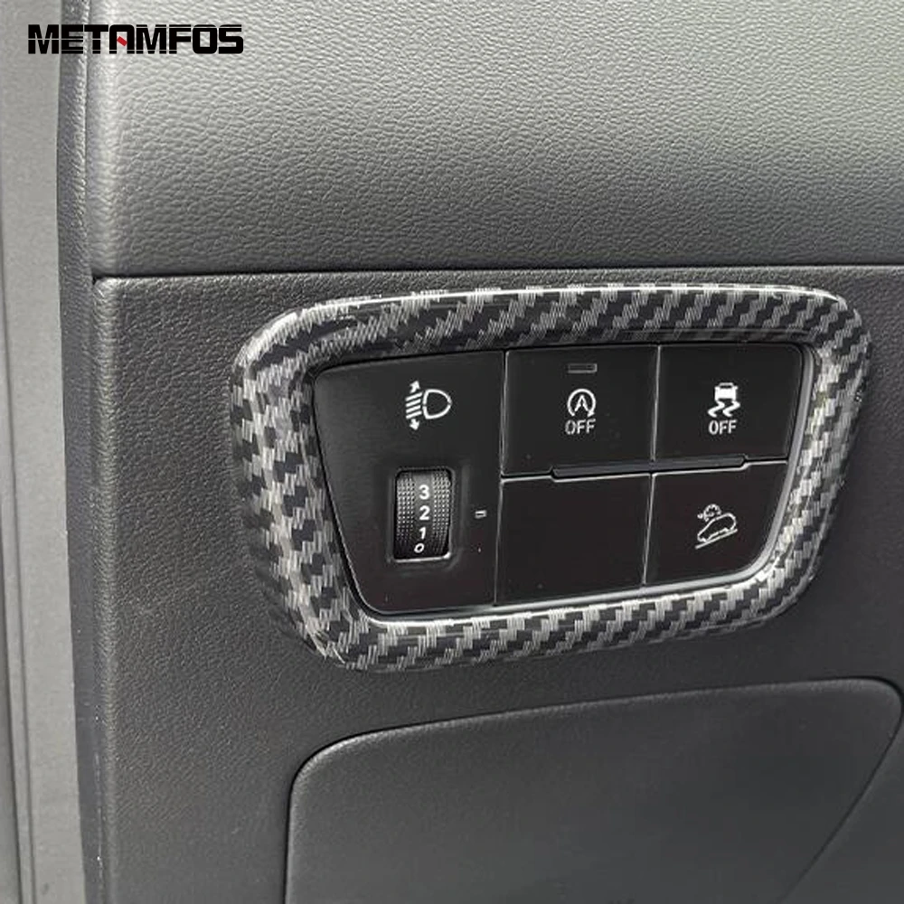 

Для Hyundai Tucson 2021 2022 2023 углеродного волокна головной светильник кнопка включения лампы Накладка Стикеры аксессуары для интерьера автомобиля ...