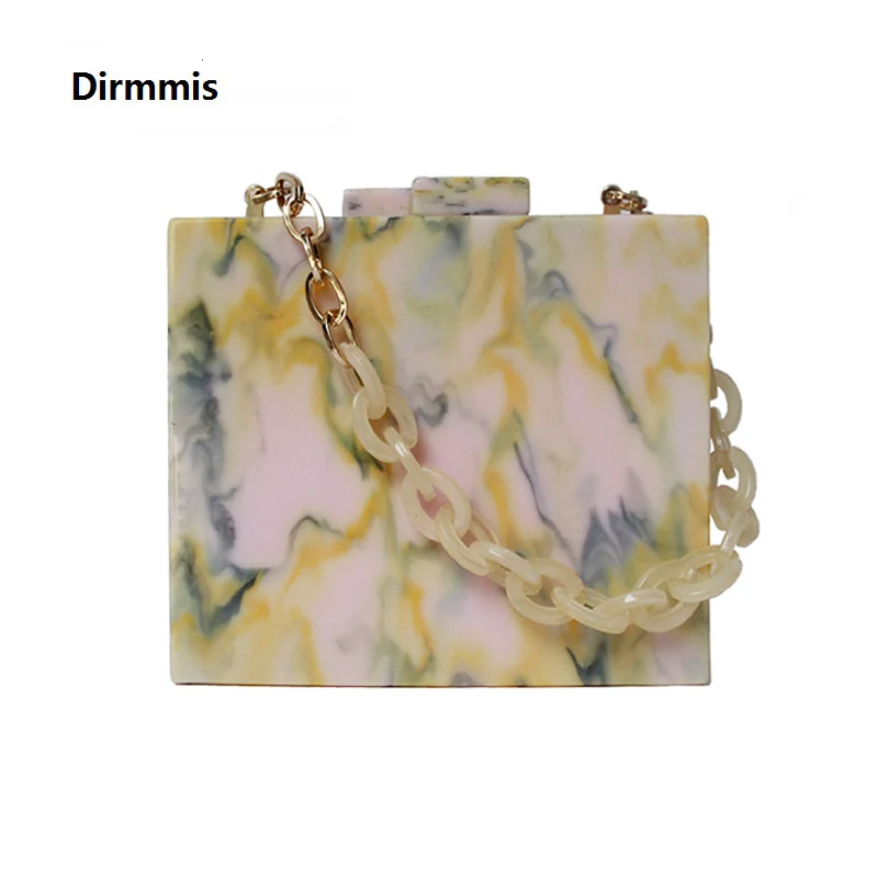 Женская вечерняя сумка зеленая или желтая акриловая с цепочкой роскошная