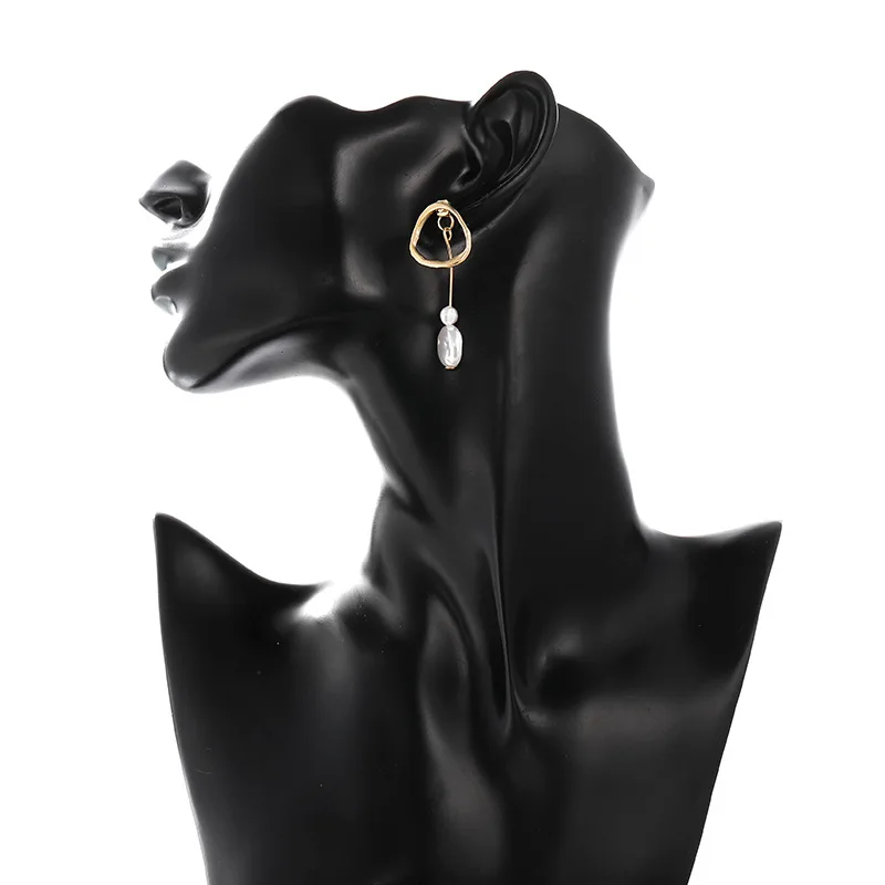 Серьги гвоздики с искусственным жемчугом стильные ювелирные украшения золотого