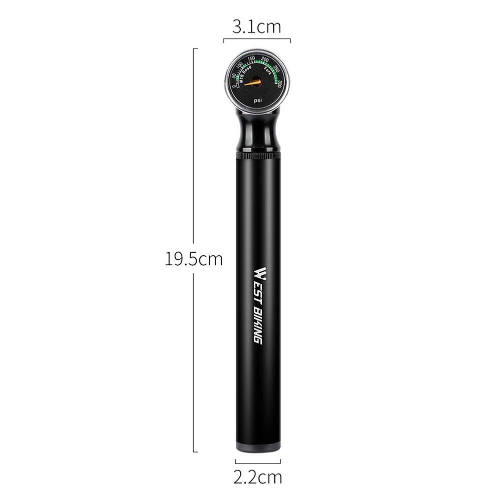 

Portable Bike Hand Pump High-Strength Ball Toy Tire Inflator 300PSI Biking PortableDustproof Cycling Parts for WEST BIKING