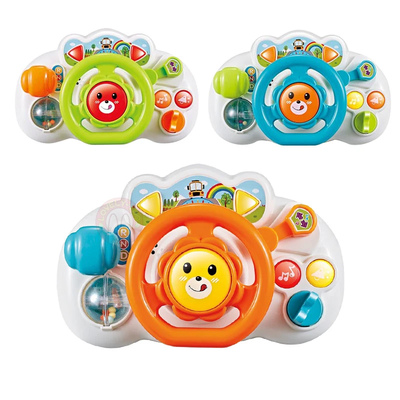 eletric simulation steering wheel toy with light sound baby kids musical educational copilot stroller steering wheel vocal toys free global shipping