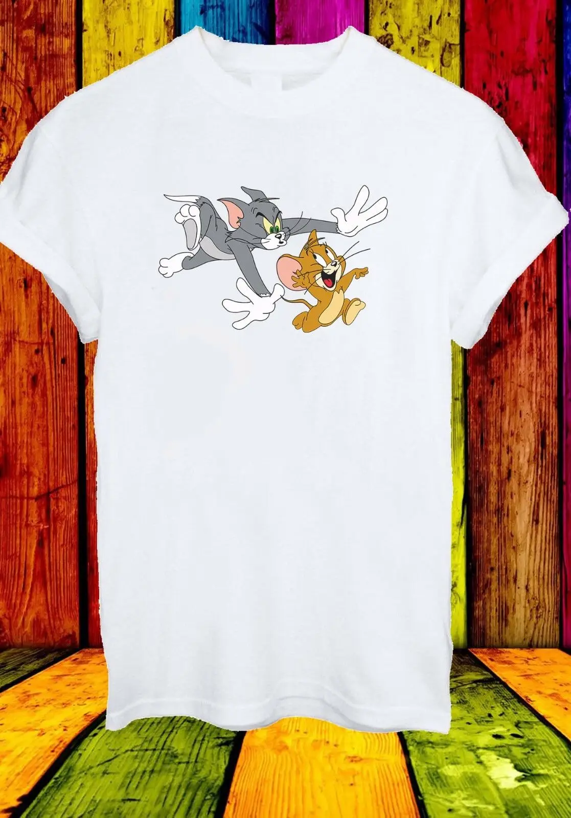 Diney Tom & Jerry/забавная футболка унисекс с изображением кота и мышки из мультфильма