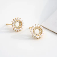 yc4081e s925 silver french style 4a zircon circular ring pearl earrings girls gift party banquet womens jewelry earrings 2021