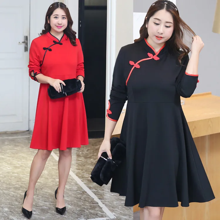 Женское Короткое платье Ципао в китайском стиле облегающее большого размера 4xl