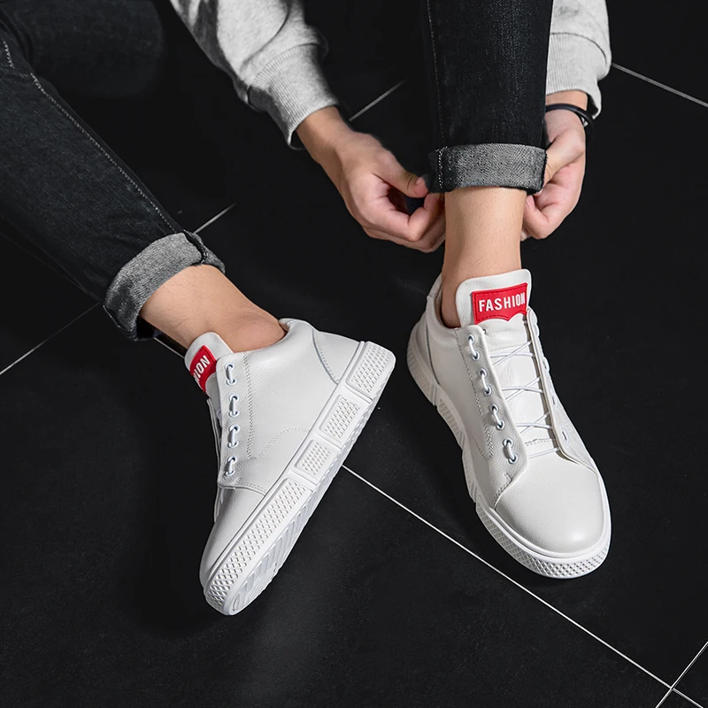 

Spring Autumn Men Walking Shoes Black Adult Casual Shoes Leather Sneakers For Mens Luxury Brand Flats Shoes Man Size 38-44