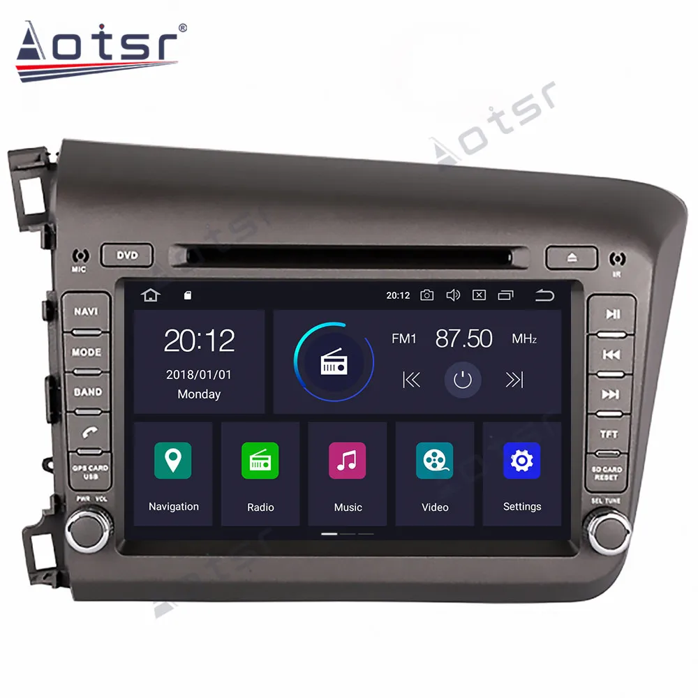 Автомобильный мультимедийный DVD-плеер Aotsr Android 10 0 4 + 64 ГБ GPS-навигация DSP для HONDA CIVIC