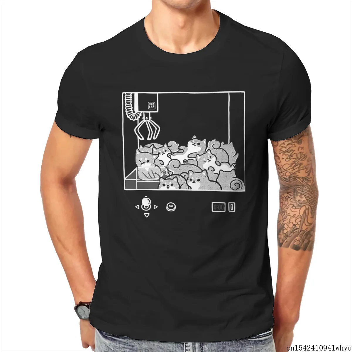 

Grasp The Doll Machine Shiba Inu Crane Machine Sweater Funny Men T Shirt Unisex Summer Trend Lycra O-neck Casual Size M-5XL