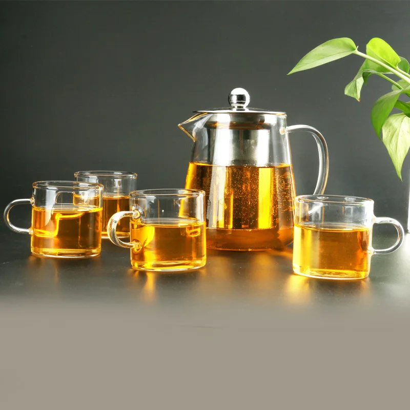 Термостойкий стеклянный чайник с заварником из нержавеющей стали контейнер