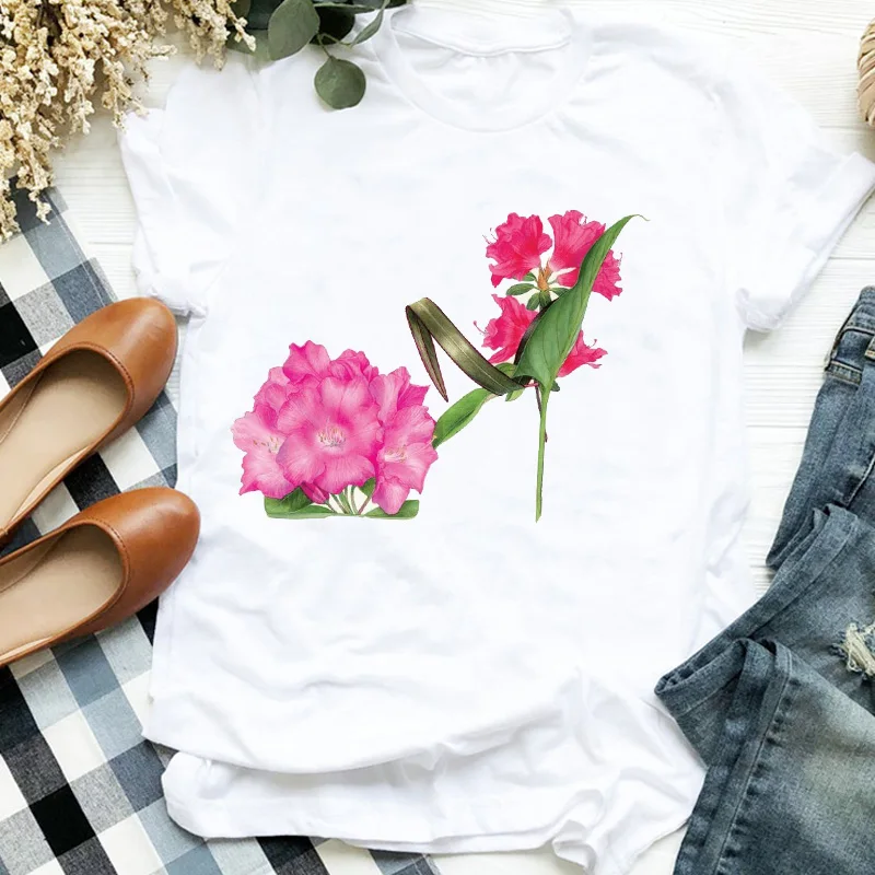 Милая женская уличная одежда с цветочным принтом для отдыха футболка рубашка