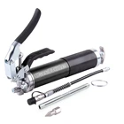 Пистолет для смазки 12 фунтов на квадратный дюйм, куб. См, 14 унций, с гибким шлангом 12 дюймов и металлическим удлинителем 5-дюйма