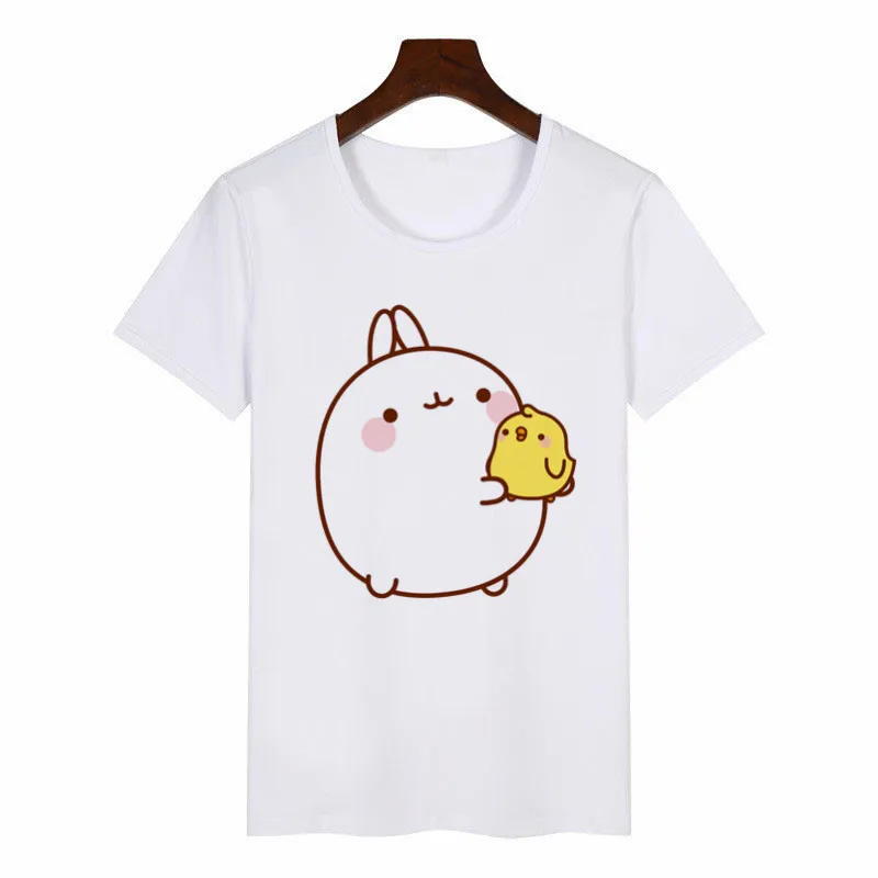 P634-10-white Новая Летняя женская футболка Molang and Piupiu, футболки с графикой, женские футболки в японском стиле Харадзюку, аниме, женская верхняя Эстетическая одежда - Цвет: P634-10-white