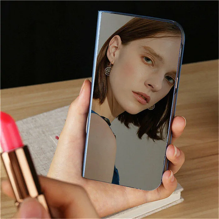 Умный зеркальный флип чехол для телефона Huawei P Smart Z прозрачный с окошком Y9 Prime 2019