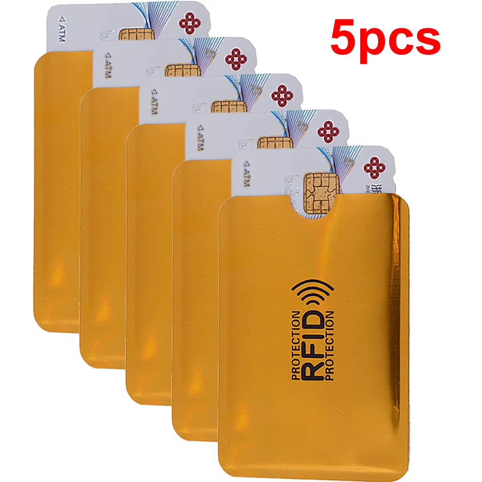 5pcs Анти Rfid кошелек Блокировка ридер замок банк держатель для карт Id банковский Чехол для карт металлический держатель для кредитных NFC алюминий 6*9,3 см - Цвет: 5pcs