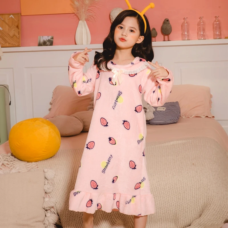 Детская фланелевая ночная рубашка Милая Ночная сорочка принцессы для девочек на