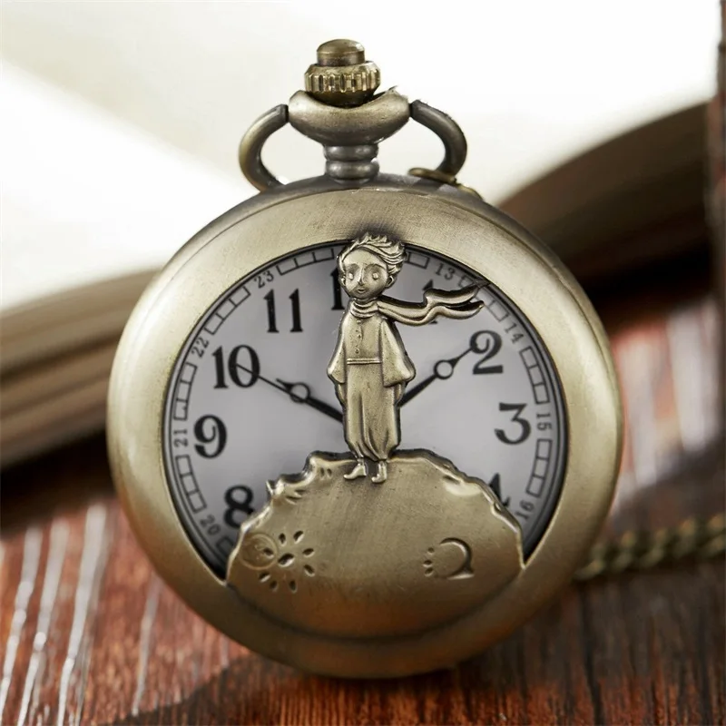 Винтаж бронзового цвета в стиле ретро Маленький принц Мужские кварцевые