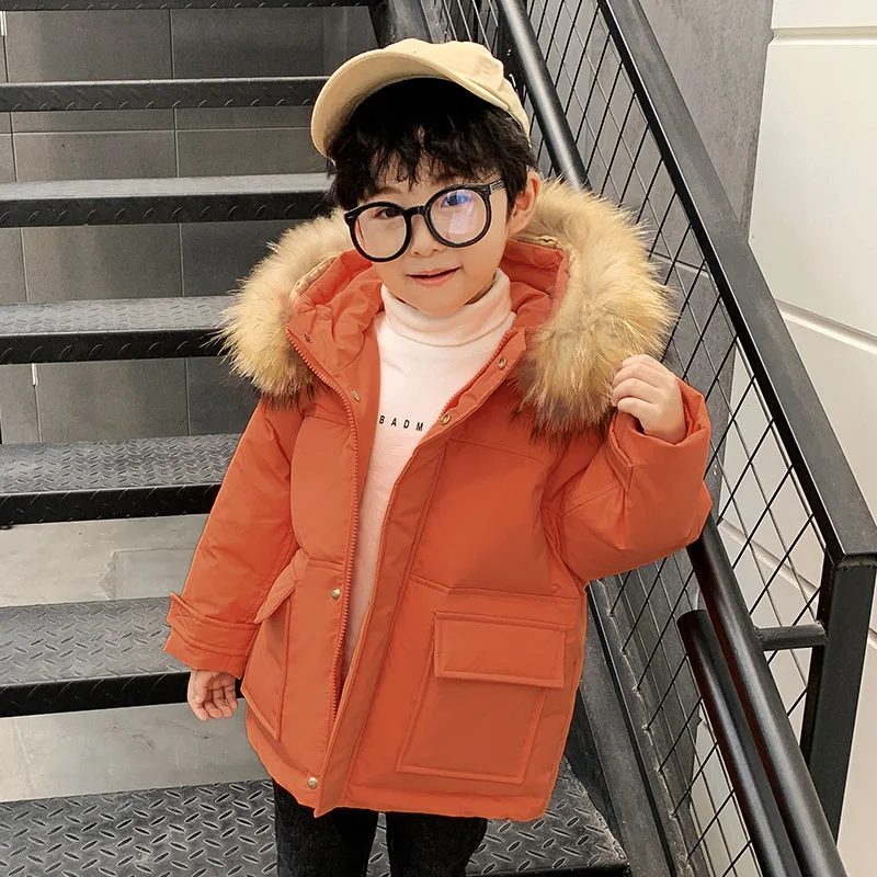 

Children 's Clothing New Boy's Down Jacket Korean Version of the Thickening Plus Size Fur Collar Coat