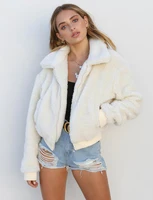 winter faux fur coat teddy jacket women lapel zipper coats long sleeve warm outwear solid color top slim streetwear veste femme