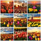 HUACAN 5d алмазная живопись Тюльпан DIY Алмазная мозаика закат полная квадратная Алмазная вышивка цветок Декор для дома ручной работы