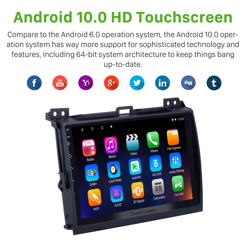 Seicane Android 10 0 2 Гб ОЗУ 32 ПЗУ 2.5D IPS экран Автомобильный Радио GPS плеер для Toyota Land Cruiser