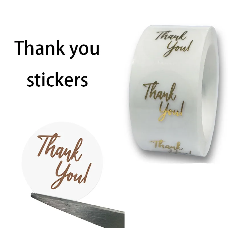 

500pcs/roll Labels 1inch Clear Gold Foil Thank You Stickers For Wedding Pretty Gift Cards Envelope Sealing Label Stickers