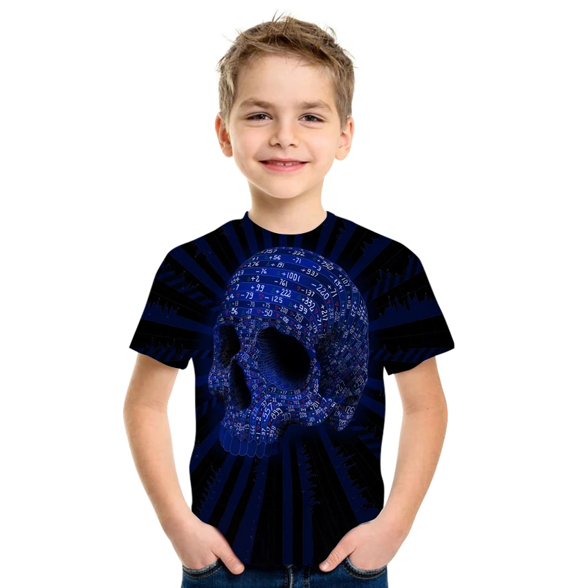 

Scary Skull Kids T-Shirt Punk 3D Shirt Teen Summer Fashion Top O-Neck T-Shirt Boy Clothing Large Size Street Wear