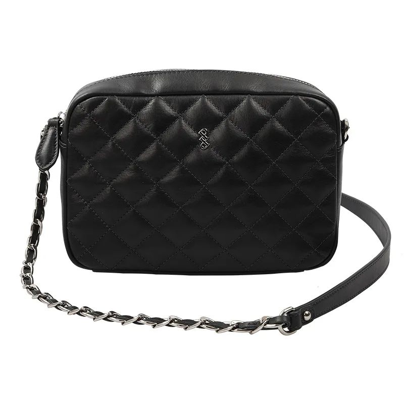 

Spring 2021 new rhombic messenger bag black simple large capacity shoulder bag chain bag