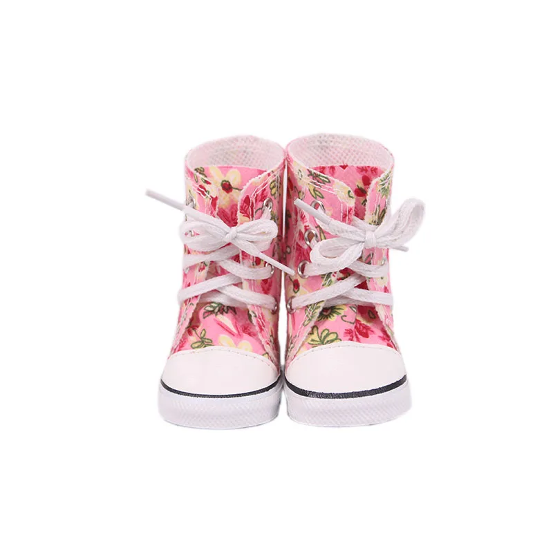 7Cm Doll Baby Shoes High-top Canvas Boots For 18 Inch American&43 Cm Baby New Born Doll Accessories Generation Girl`s Toy Gifts images - 6