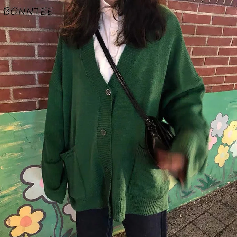 

Sweaters Women Cardigan V-Neck Long Sleeve Fashion Loose Breathable Casual Knitting Female 7 Colors Autumn Comfortable Elegant